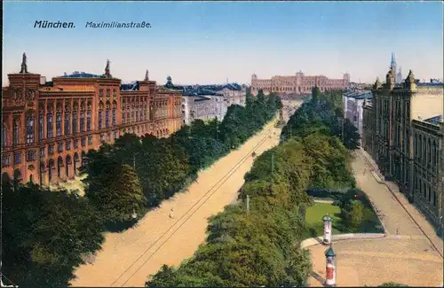 München Maximilianstrasse Maximilianeum Allee Litfaßsäule 1910