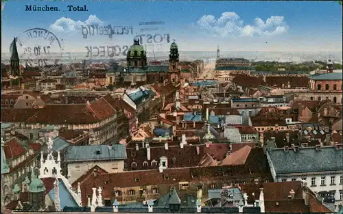 Ansichtskarte München Panorama-Ansicht Total Dächer Kirchen Türme 1932