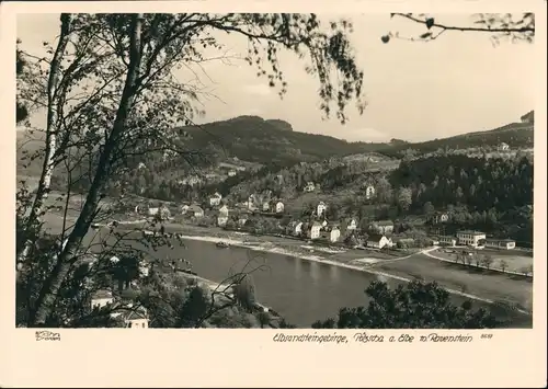 Ansichtskarte Pötzscha-Wehlen Totale Rauenstein 1954 Walter Hahn:8557