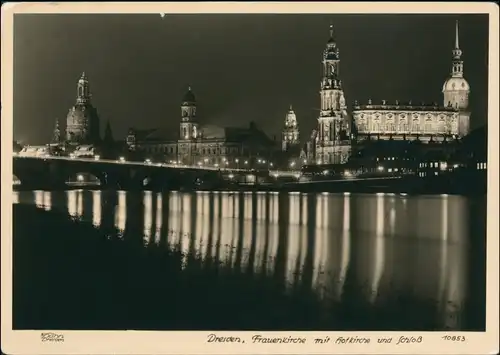 Ansichtskarte Dresden Stadt bei Nacht 1961 Walter Hahn:10853