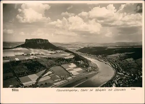 Königstein (Sächsische Schweiz)  Stadt und Lilienstein 1958 Walter Hahn:2463