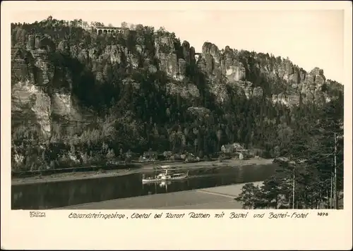 Ansichtskarte Rathen Basteifelsen Elbdampfer 1953 Walter Hahn:3878