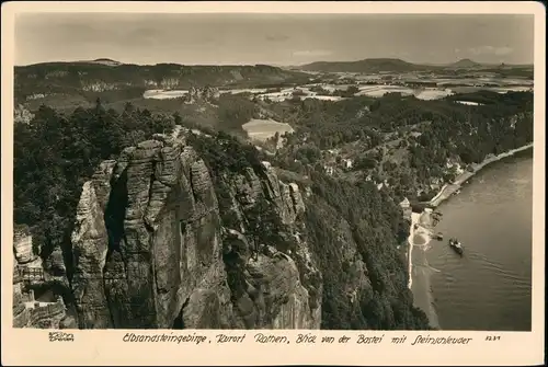 Ansichtskarte Rathen Stadt von der Bastei 1955 Walter Hahn:3231