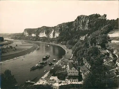 Ansichtskarte Rathen Elbdampfer und Stadt 1930 Walter Hahn: