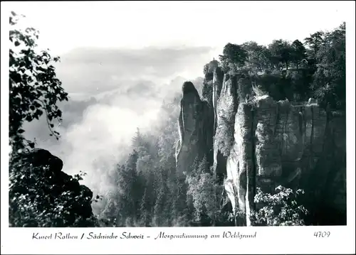 Ansichtskarte Rathen Morgenstimmung Wehlgrund Foto Hering 1979