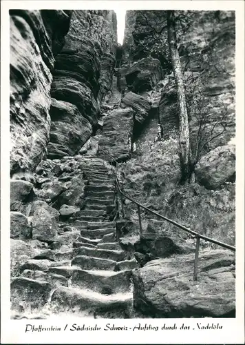 Pfaffendorf-Königstein (Sächsische Schweiz) Pfaffenstein Aufstieg Nadelöhr 1975