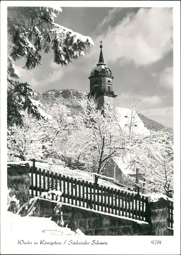 Königstein (Sächsische Schweiz) Winterpartie Stadt Kirche Foto Hering 1987