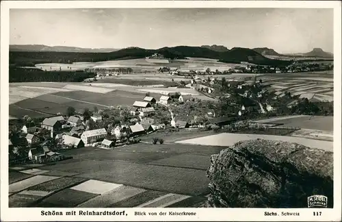 Ansichtskarte Schöna-Reinhardtsdorf-Schöna Blick von der Kaiserkrone 1937