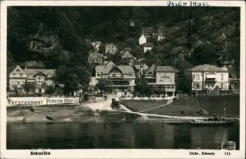 Ansichtskarte Schmilka Restaurant Prüfer M. Seidel Schmilka 1932