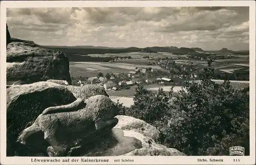 Schöna-Reinhardtsdorf-Schöna Kaiserkrone Sächsische Schweiz - Löwenwache 1932