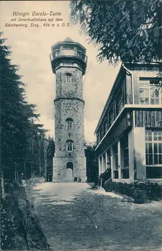 Scheibenberg (Erzgebirge) Königin Carola Turm mit Unterkunftshaus 1912