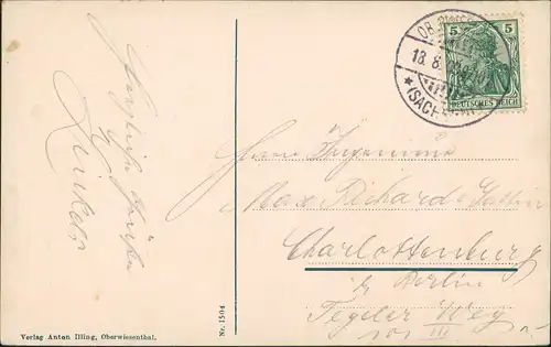 Ansichtskarte Oberwiesenthal Fichtelberg Panorama-Ansicht Fernansicht 1909