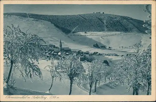 Ansichtskarte Oberwiesenthal Panorama-Ansicht Fichtelberg verschneit 1928