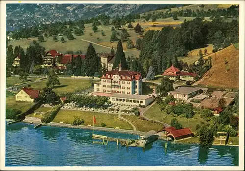 Ansichtskarte Luzern Lucerna Überflug Hotel Kastanienbaum Luftaufnahme 1954