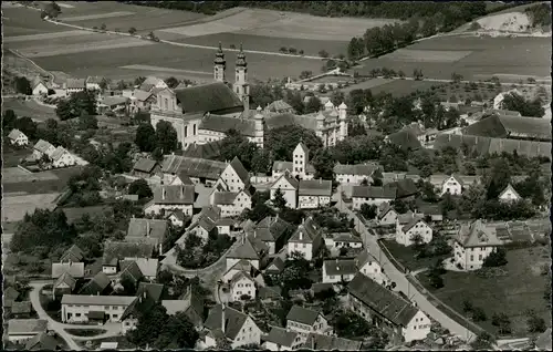 Ansichtskarte Rot an der Rot Luftbild Überflug Dorfmitte mit Kirche 1960