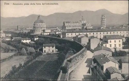 Cartoline Pisa Panorama della Torre, Fernansicht schiefer Turm 1910