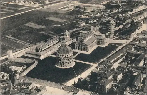 Pisa La Piazza del Duomo, Dom, schiefer Turm, frühe Luftaufnahme 1920