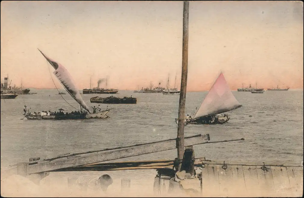 Postcard Surabaya Hafen Schiffe 1910