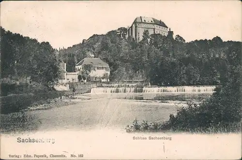 Frankenberg (Sachsen) Wasserfall am Fuße von Schloß Sachsenburg Mulde 1903