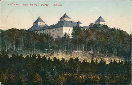 Ansichtskarte Augustusburg Erzgebirge Schloss im Waldgebiet Lichtung 1910