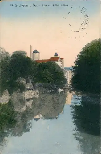 Zschopau Schloss Wildeck Zschopau Fluss Partie 1910