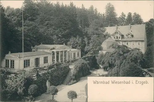 Ansichtskarte Wiesenbad Gesamtansicht Kurhaus Kurplatz Warmbad 1896