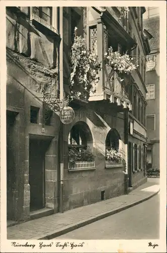 Ansichtskarte Nürnberg Straßenpartie - Gasthaus 1930