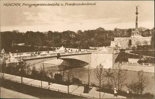 München Prinzregentenbrücke Brücke, Friedensdenkmal Denkmal 1920