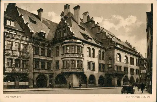 Ansichtskarte München Hofbräuhaus Auto davor, Bierhaus Außenansicht 1938