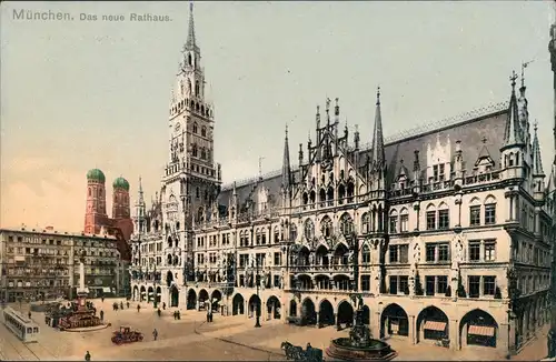 Ansichtskarte München Photochromie-Karte Rathaus Marienplatz 1910