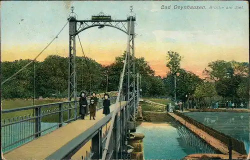 Ansichtskarte Bad Oeynhausen Brücke und Behelfsbrücke am Siel 1913