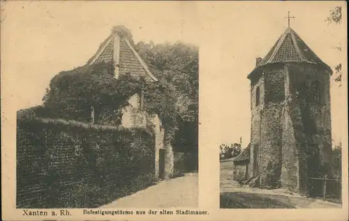 Ansichtskarte Xanten 2 Bild Stadtmauer, Stempel Militär Belgique 1922