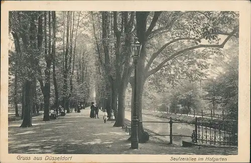 Ansichtskarte Düsseldorf Hofgarten Seufzeralle belebt 1912