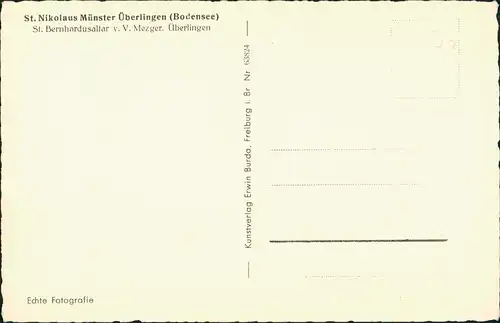 Ansichtskarte Überlingen St. Nikolaus Münster Bernhardusaltar 1930