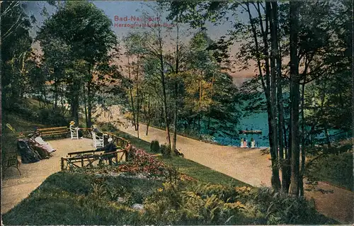 Bad Nauheim Herzogin-Marlies-Park, Blick auf Teich, Grünanlagen 1910