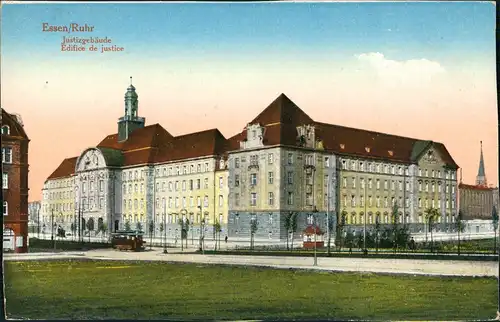 Essen (Ruhr) Straßen Partie am Justizgebäude, Gericht, Edifice de Justice 1910