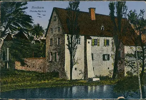 Ansichtskarte Bochum Partei am Haus Rechen color Ansicht 1925