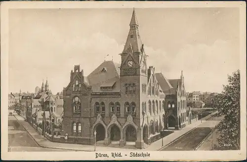 Ansichtskarte Düren Straßenpartie Südschule 1922