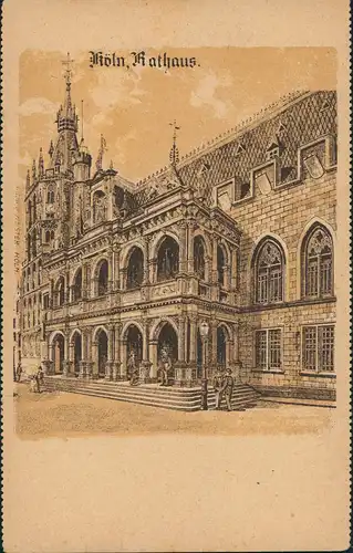 Ansichtskarte Köln Künstlerkarte Rathaus 1922