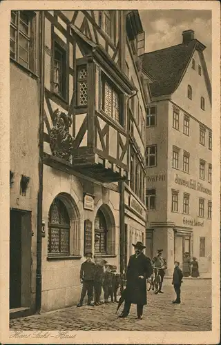 Ansichtskarte Nürnberg Hans Sachs Haus - Menschen 1923