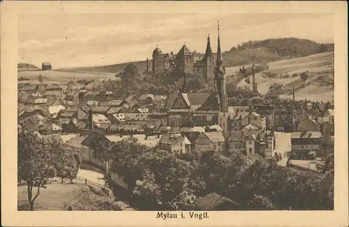 Ansichtskarte Mylau Kaiserschloss Panorama-Ansicht 1919