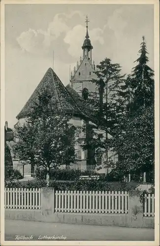 Ansichtskarte Fellbach Strassen Partie a.d. Kirche Lutherkirche 1920