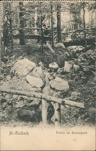 Mönchengladbach Stadtteilansichten Kaiserpark Brücke u. Felsen 1905