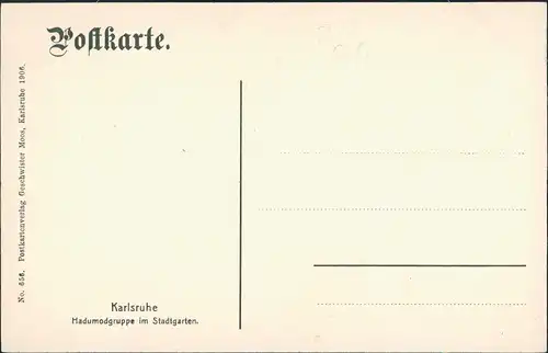 Ansichtskarte Karlsruhe Hadumodgruppe im Stadtgarten 1906