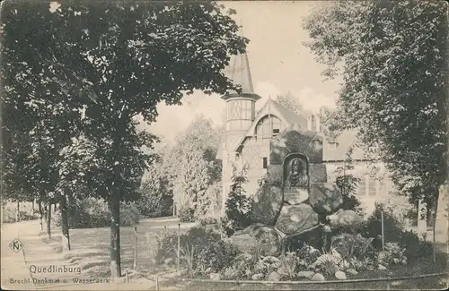 Ansichtskarte Quedlinburg Partie am Wasserwerk mit Brecht-Denkmal 1910
