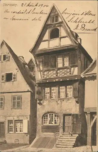 CPA Dambach (Elsass/Alsace) Strassen Partie alte Wohnhäuser 1906