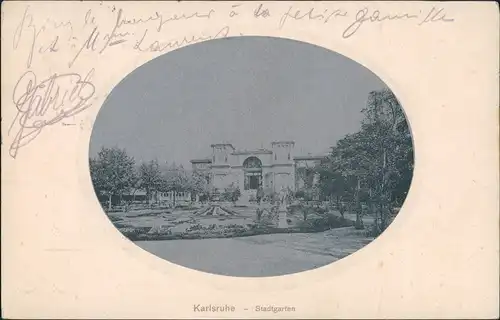 Ansichtskarte Karlsruhe Stadtgarten als Künstlerkarte 1911 Silber-Effekt
