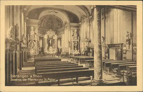 Ansichtskarte Uerdingen-Krefeld Crefeld Inneres der Pfarrkirche St. Peter 1915