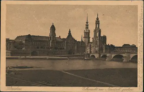 Innere Altstadt-Dresden Friedrich August Brücke Elbe-Ansicht, Stadt Blick 1924