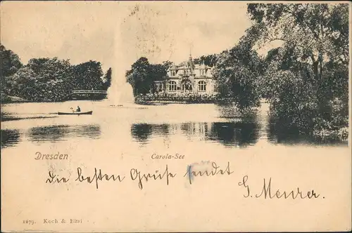 Strehlen-Dresden Carolasee Großen Garten, Ruderboot, Wasserspiele, Palais 1901